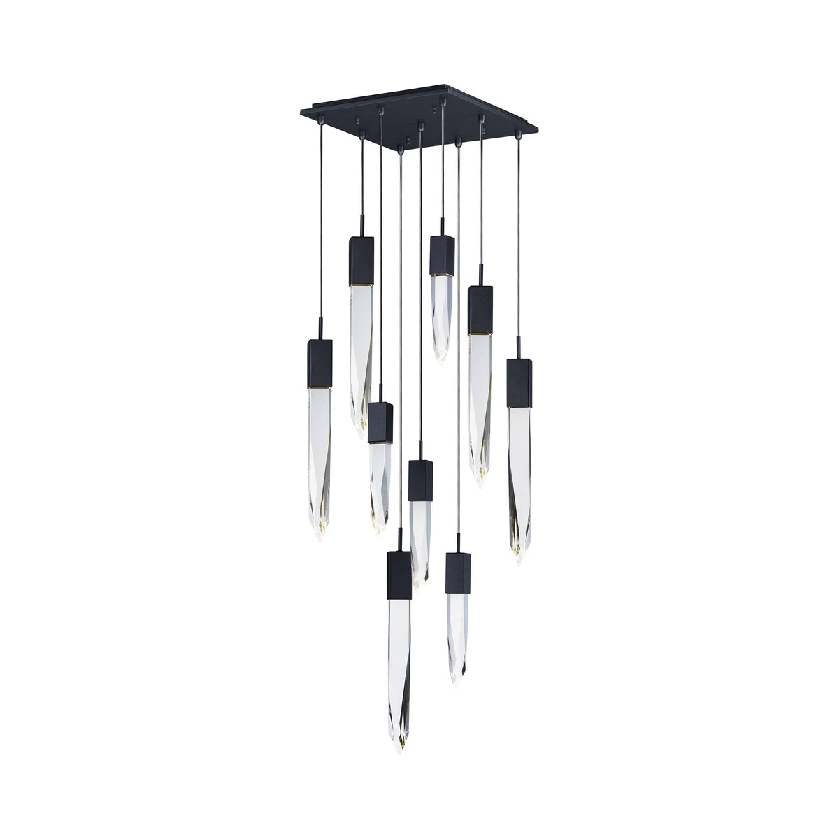 Modern Light Luxury Round/Rectangle Ceiling Pendant Light in Black Finish for Kitchen Island/ Staircase/Living Room-Chandeliers-casivra-10 Lights-Square-Warm Light-casivra