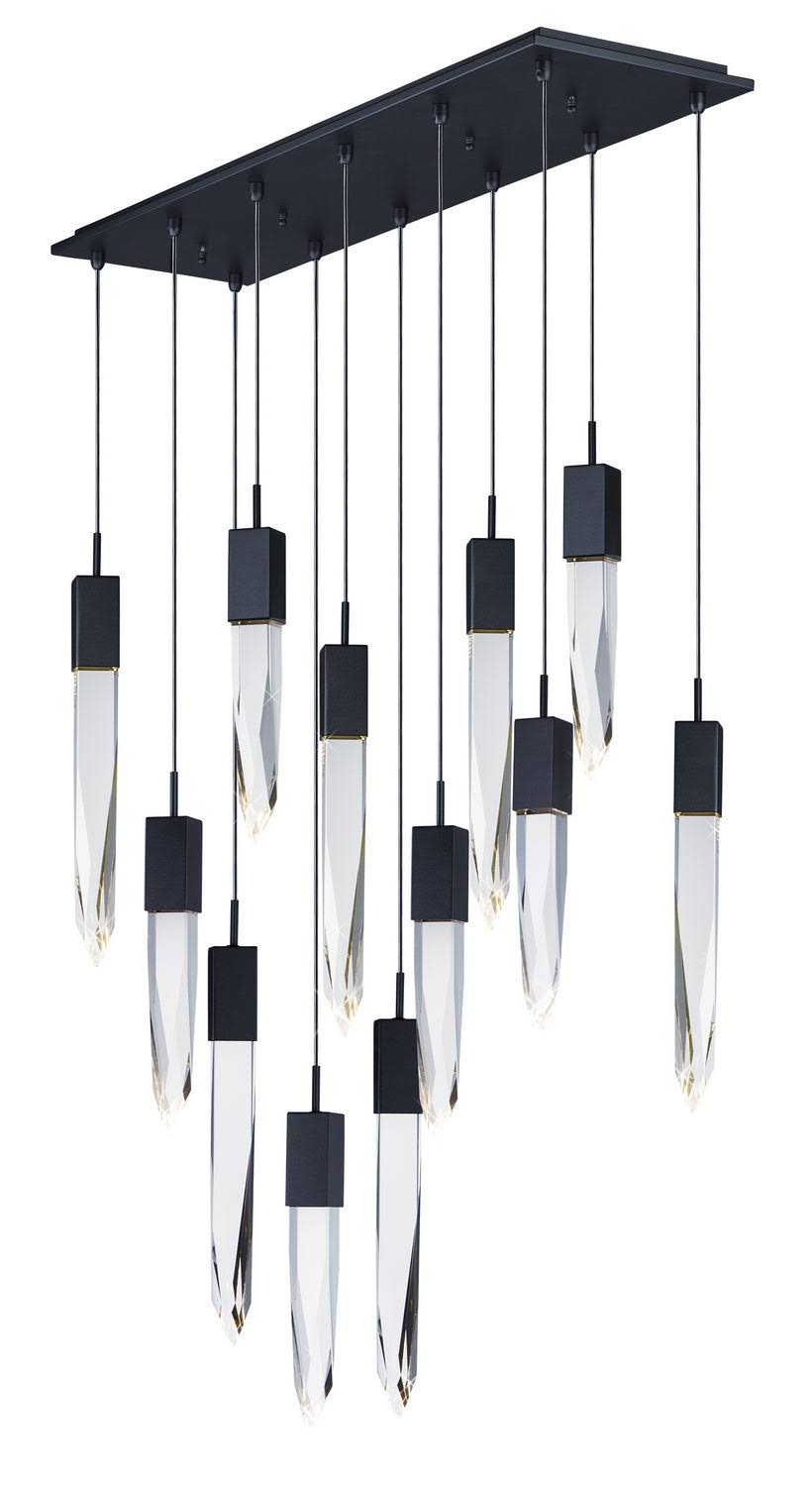 Modern Light Luxury Round/Rectangle Ceiling Pendant Light in Black Finish for Kitchen Island/ Staircase/Living Room-Chandeliers-casivra-12 Lights-Rectangle-Warm Light-casivra