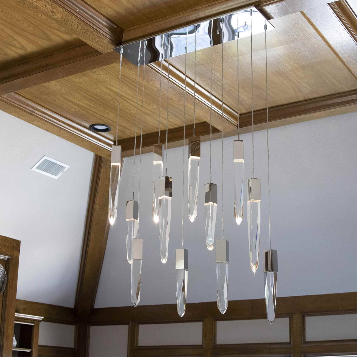 Modern Light Luxury Round/Rectangle Ceiling Pendant Light in Black Finish for Kitchen Island/ Staircase/Living Room-Chandeliers-casivra-casivra