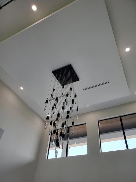 Modern Light Luxury Round/Rectangle Ceiling Pendant Light in Black Finish for Kitchen Island/ Staircase/Living Room-Chandeliers-casivra-casivra