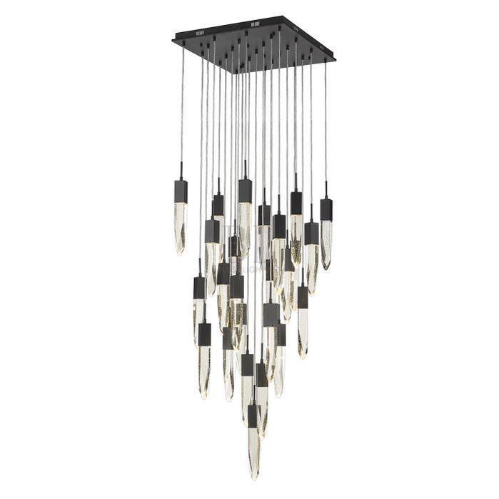 Modern Light Luxury Round/Rectangle Ceiling Pendant Light in Black Finish for Kitchen Island/ Staircase/Living Room-Chandeliers-casivra-casivra