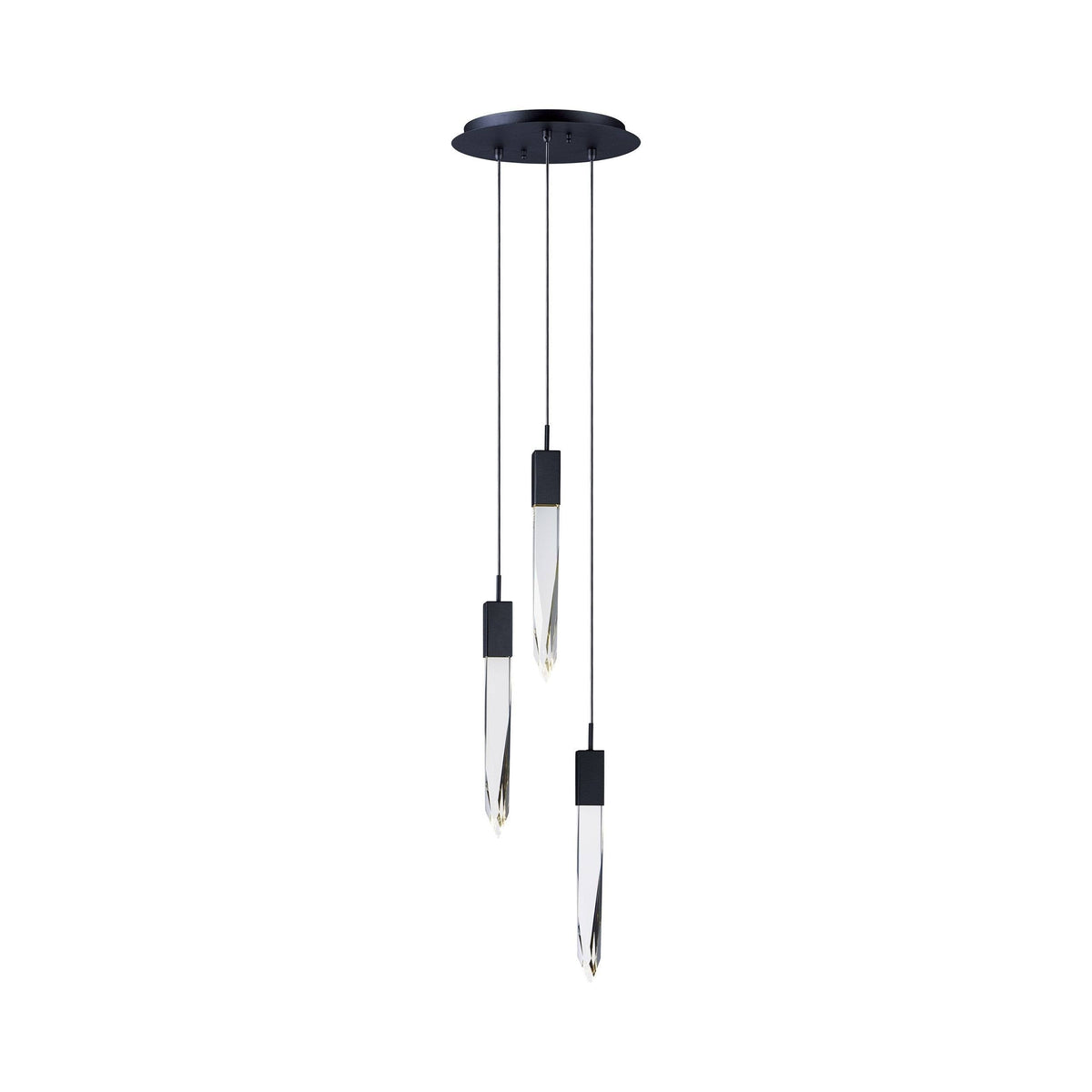 Modern Light Luxury Round/Rectangle Ceiling Pendant Light in Black Finish for Kitchen Island/ Staircase/Living Room-Chandeliers-casivra-3 Lights-Round-Warm Light-casivra