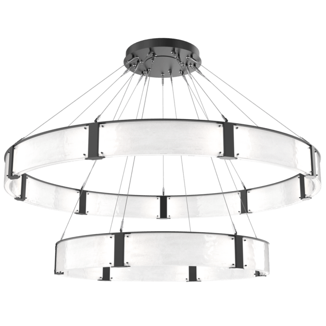 Modern Light Luxury Two-tier Glass Ring Chandelier - D40"*+D60"/53kgBlackWhite Lightcasivra