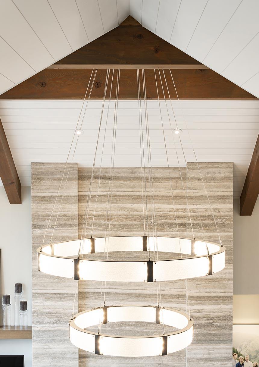 Modern Light Luxury Two-tier Glass Ring Chandelier - D40"*+D60"/53kgBlackWarm Lightcasivra