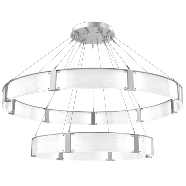 Modern Light Luxury Two-tier Glass Ring Chandelier - D40"*+D60"/53kgChromeWarm Lightcasivra
