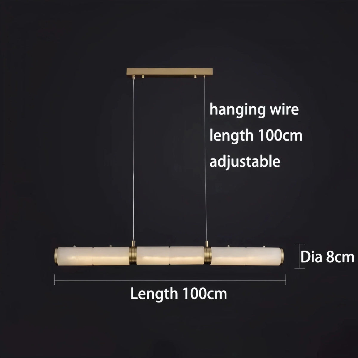 Modern Linear Alabaster Chandelier, Chandelier Over Dining Table - 39.37‘’Lcasivra