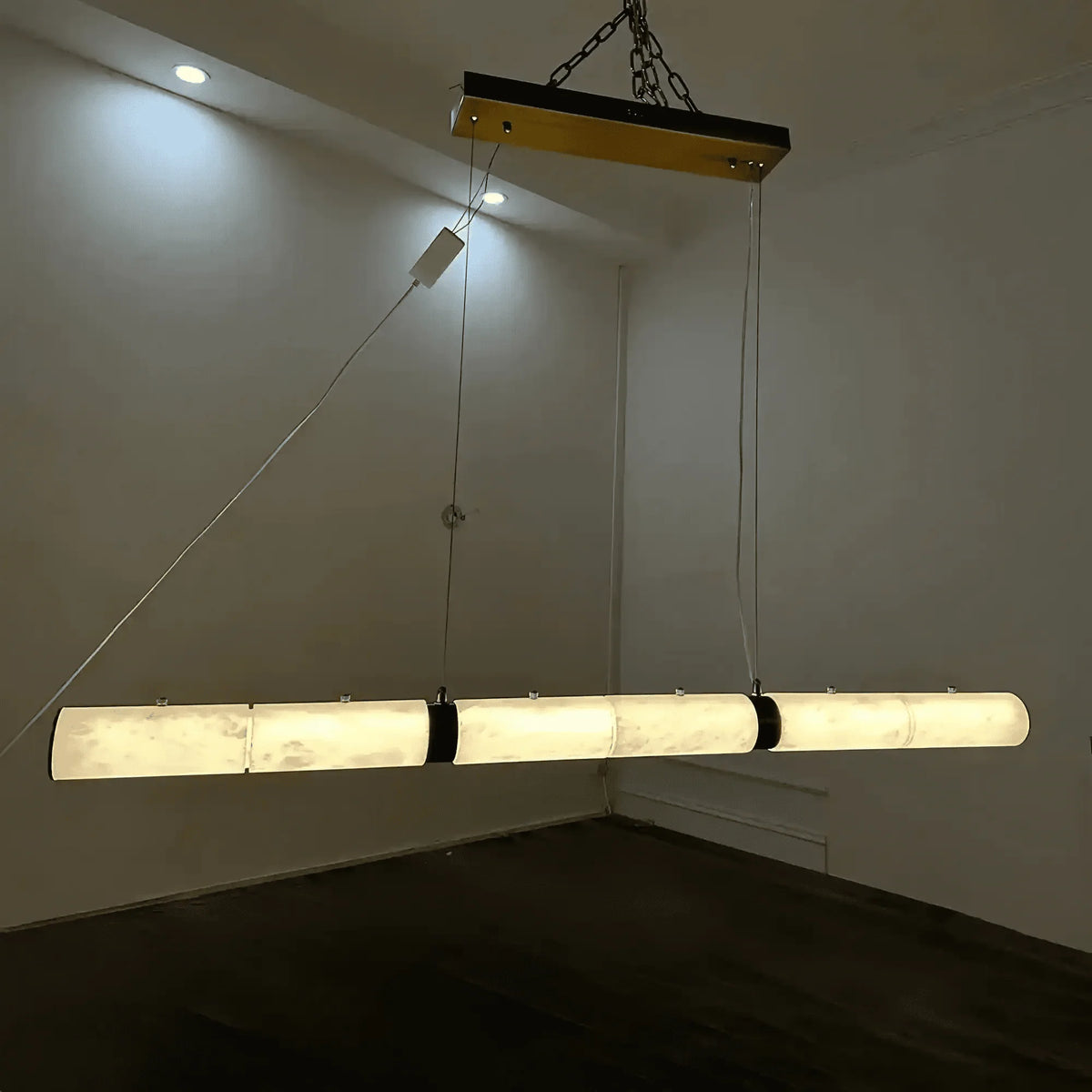 Modern Linear Alabaster Chandelier, Chandelier Over Dining Table - 47.24''Lcasivra