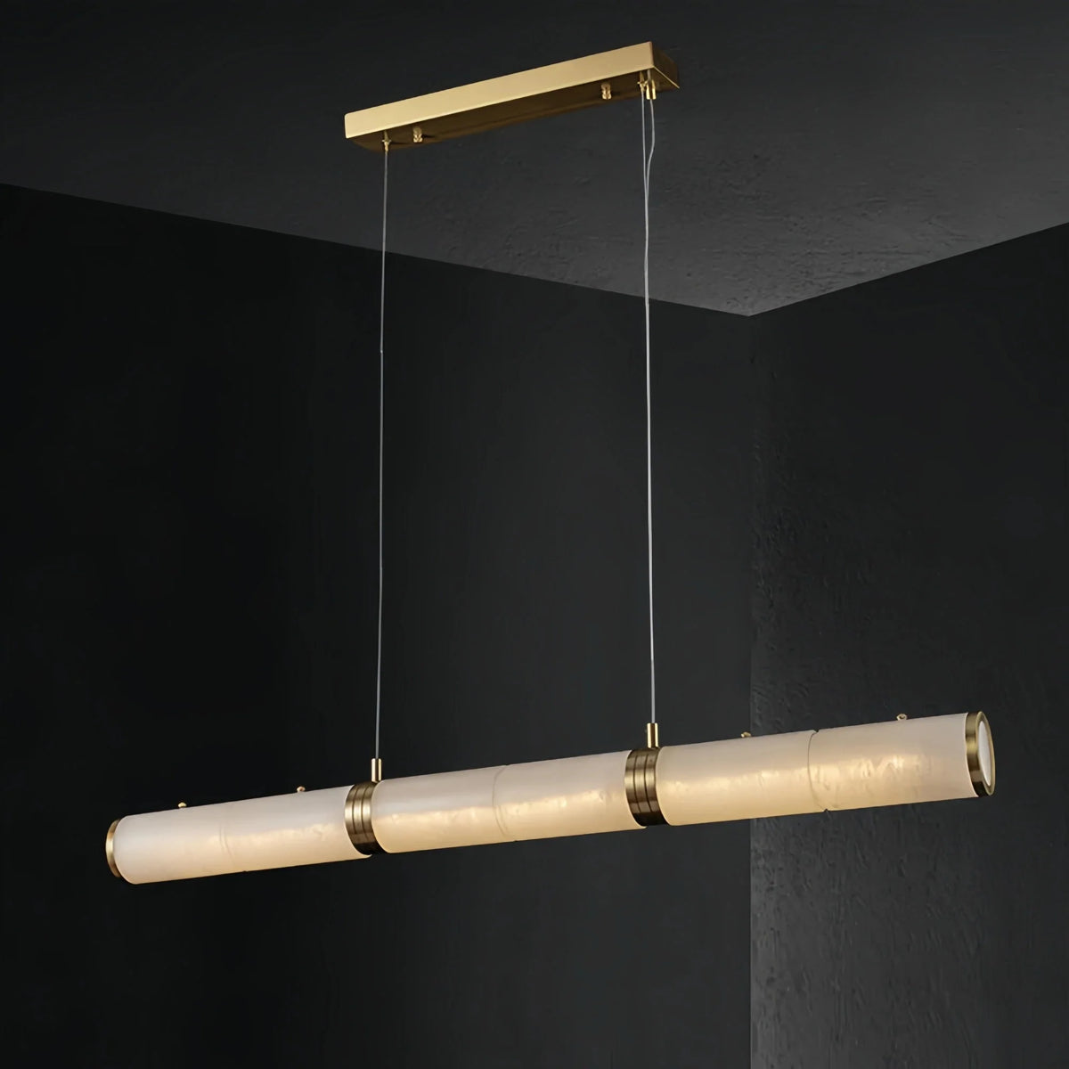 Modern Linear Alabaster Chandelier, Chandelier Over Dining Table - 39.37‘’Lcasivra