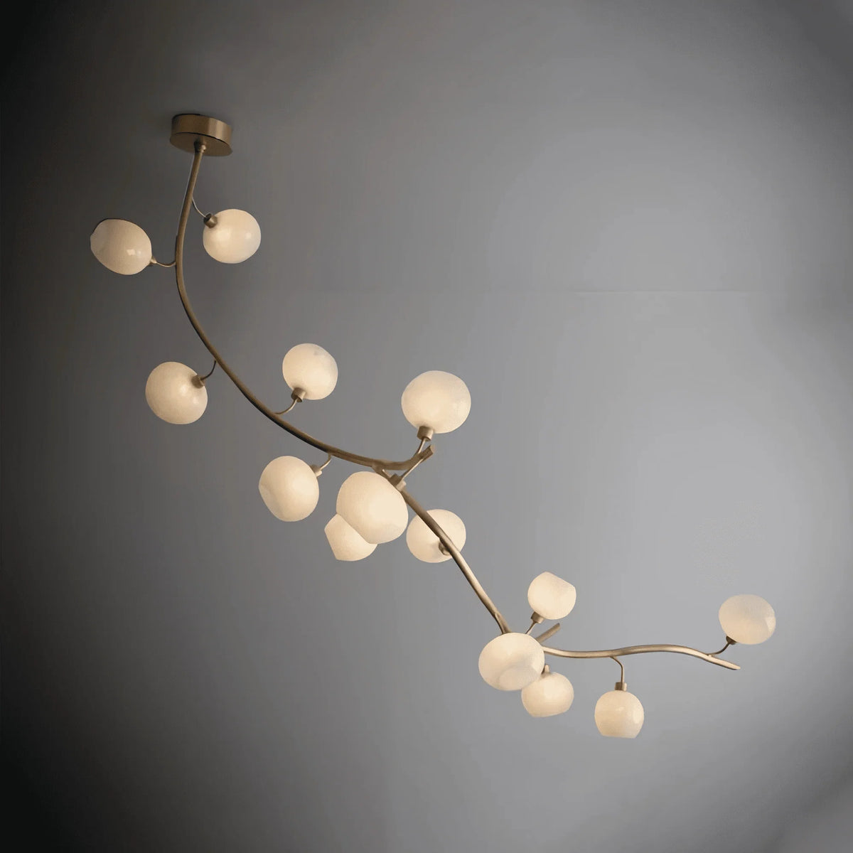 Modern Linear Brass Branches Chandelier for Dining Room - L83.5"*W55"*H75.5"Dimmable Warm Lightcasivra