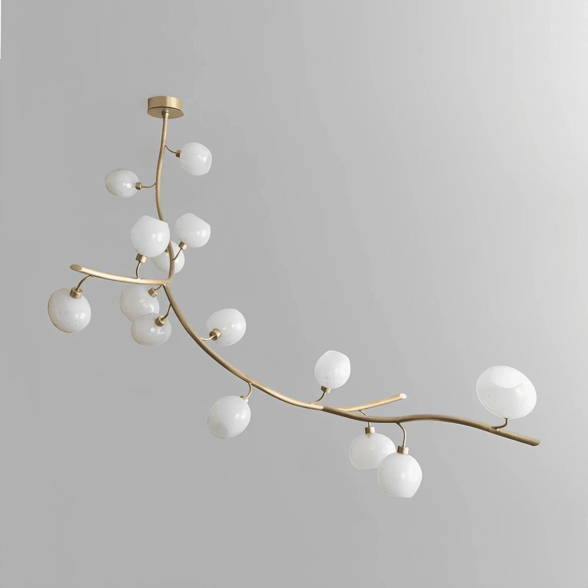 Modern Linear Brass Branches Chandelier for Dining Room - L83.5"*W55"*H75.5"White lightcasivra