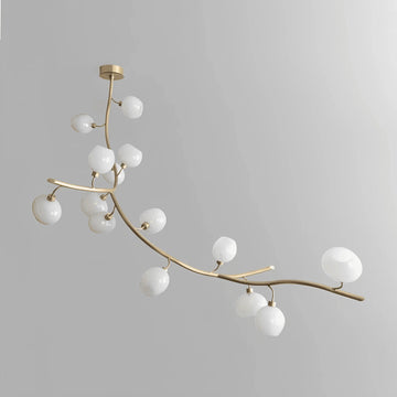 Modern Linear Brass Branches Chandelier for Dining Room - L83.5"*W55"*H75.5"White lightcasivra