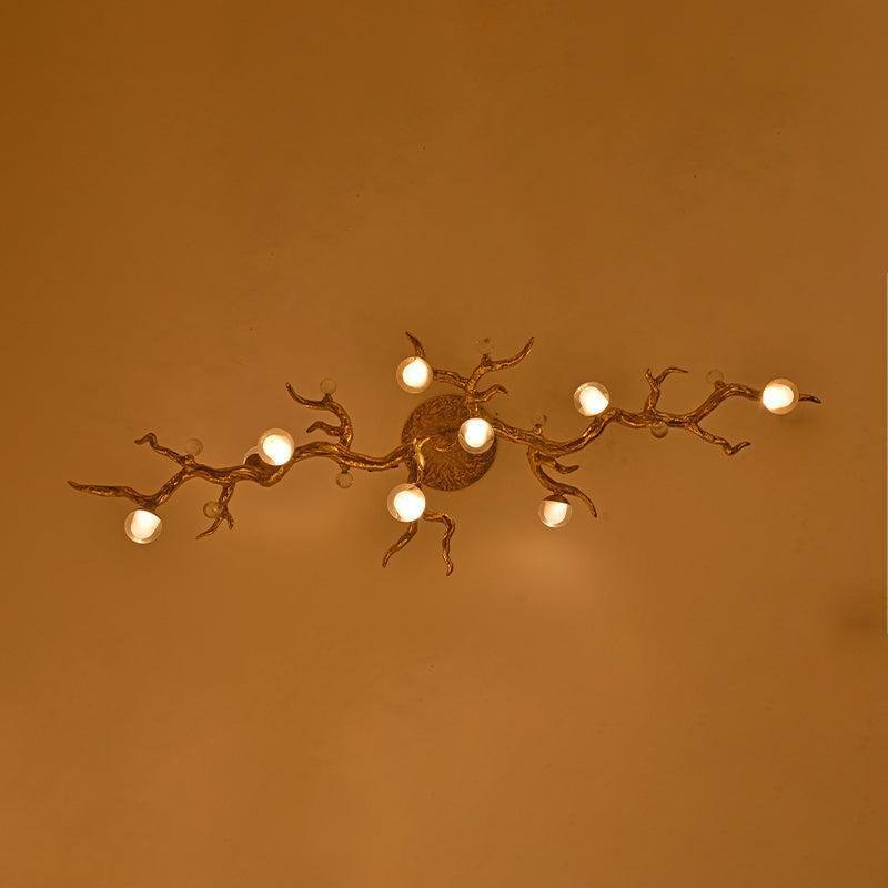 Modern Linear Glass Ball Branch Semi Flush Chandelier - casivra