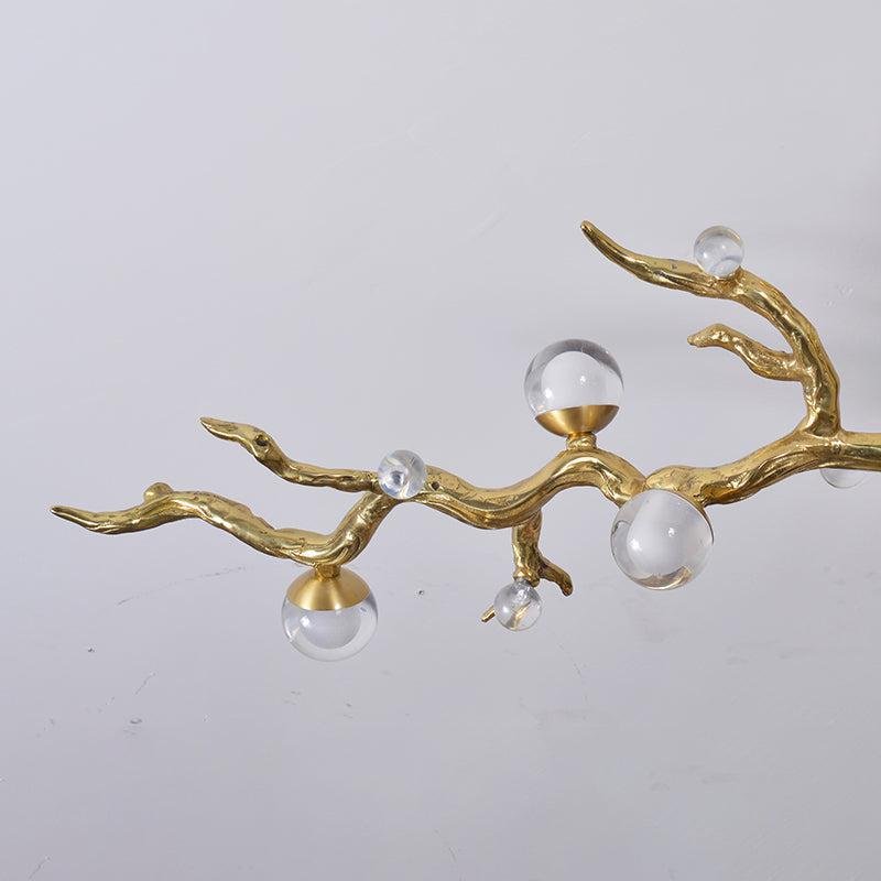 Modern Linear Glass Ball Branch Semi Flush Chandelier - casivra