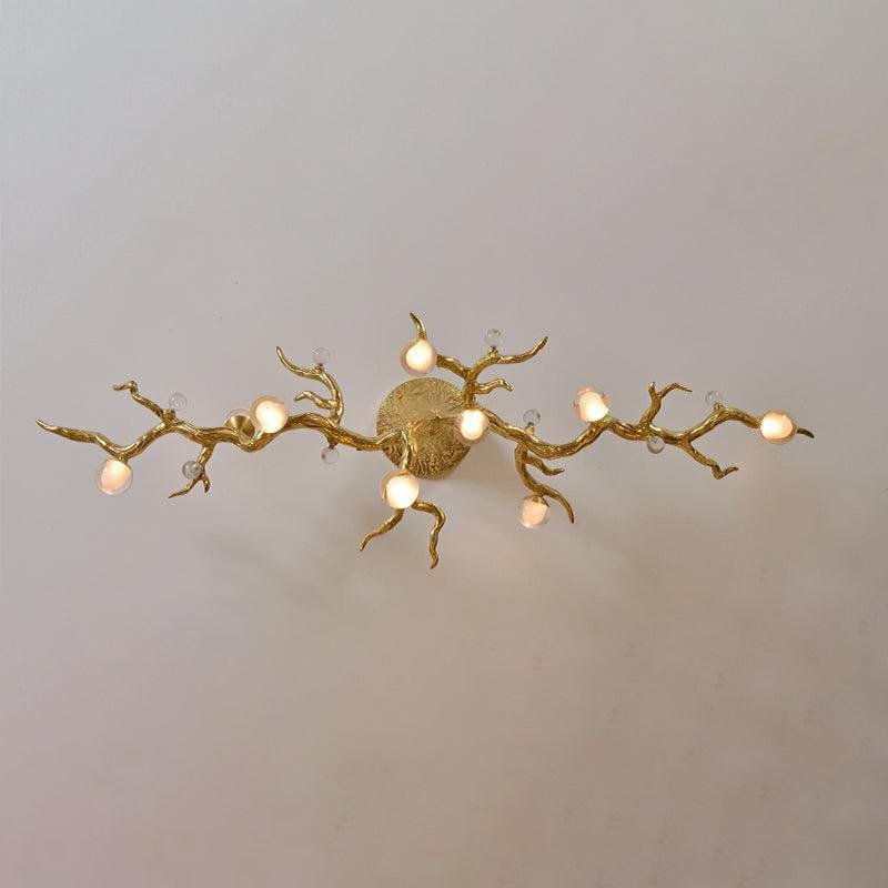 Modern Linear Glass Ball Branch Semi Flush Chandelier - casivra
