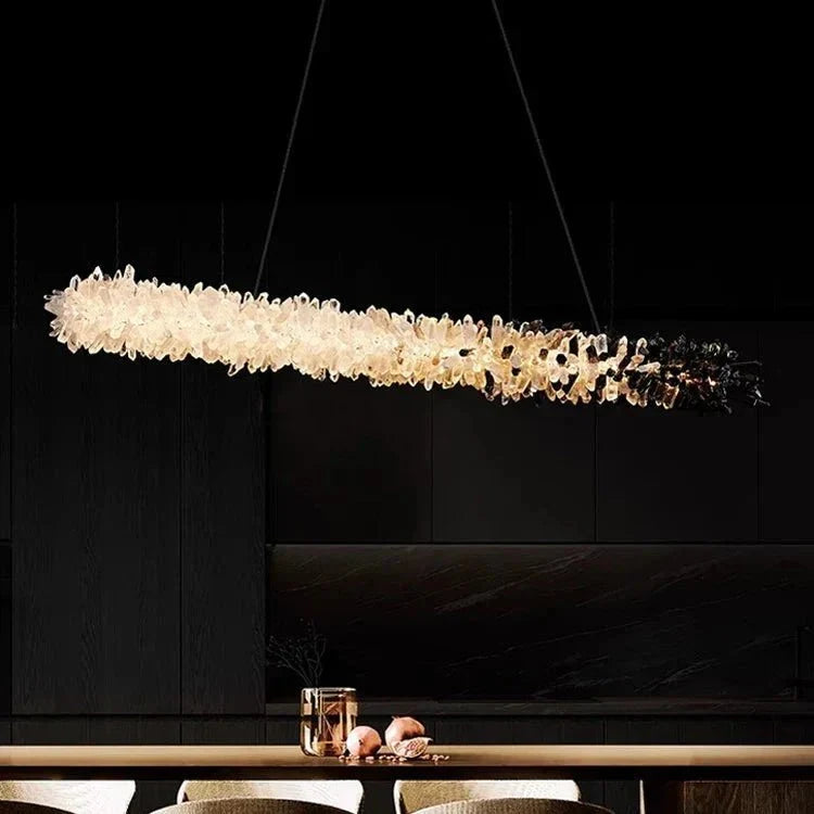 Modern Linear Natural Crystal Stick Chandelier - L39.4"*H6.3"Warm Lightcasivra