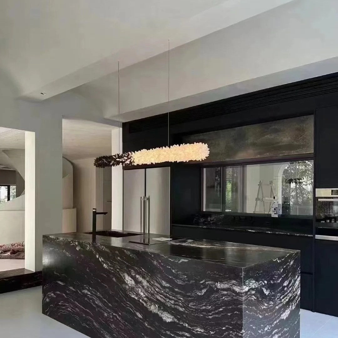 Modern Linear Natural Crystal Stick Chandelier - L47.2"*H6.3"Warm Lightcasivra