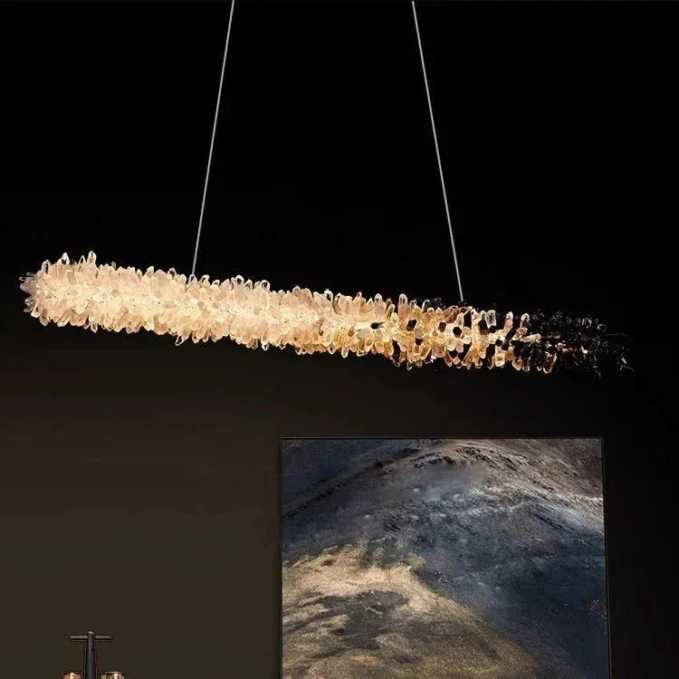 Modern Linear Natural Crystal Stick Chandelier - L59.1"*H6.3"Warm Lightcasivra