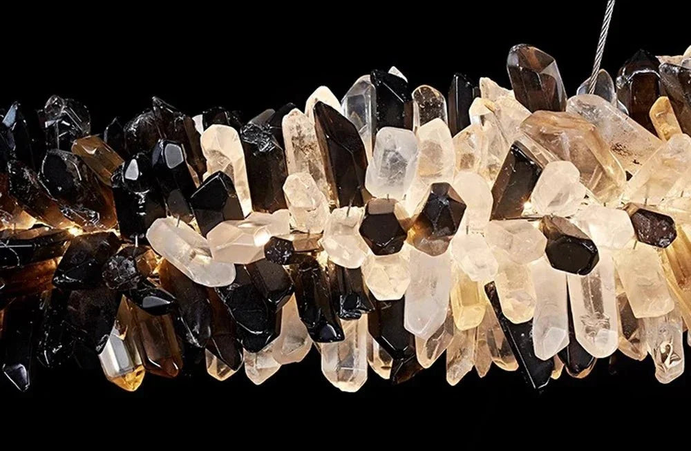 Modern Linear Natural Crystal Stick Chandelier - L39.4"*H6.3"Warm Lightcasivra