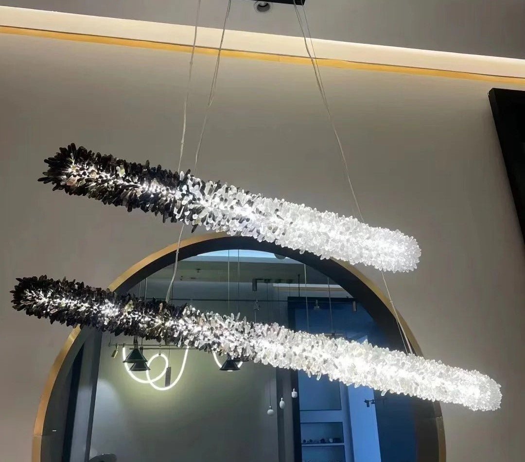 Modern Linear Natural Crystal Stick Chandelier - L47.2"*H6.3"Warm Lightcasivra