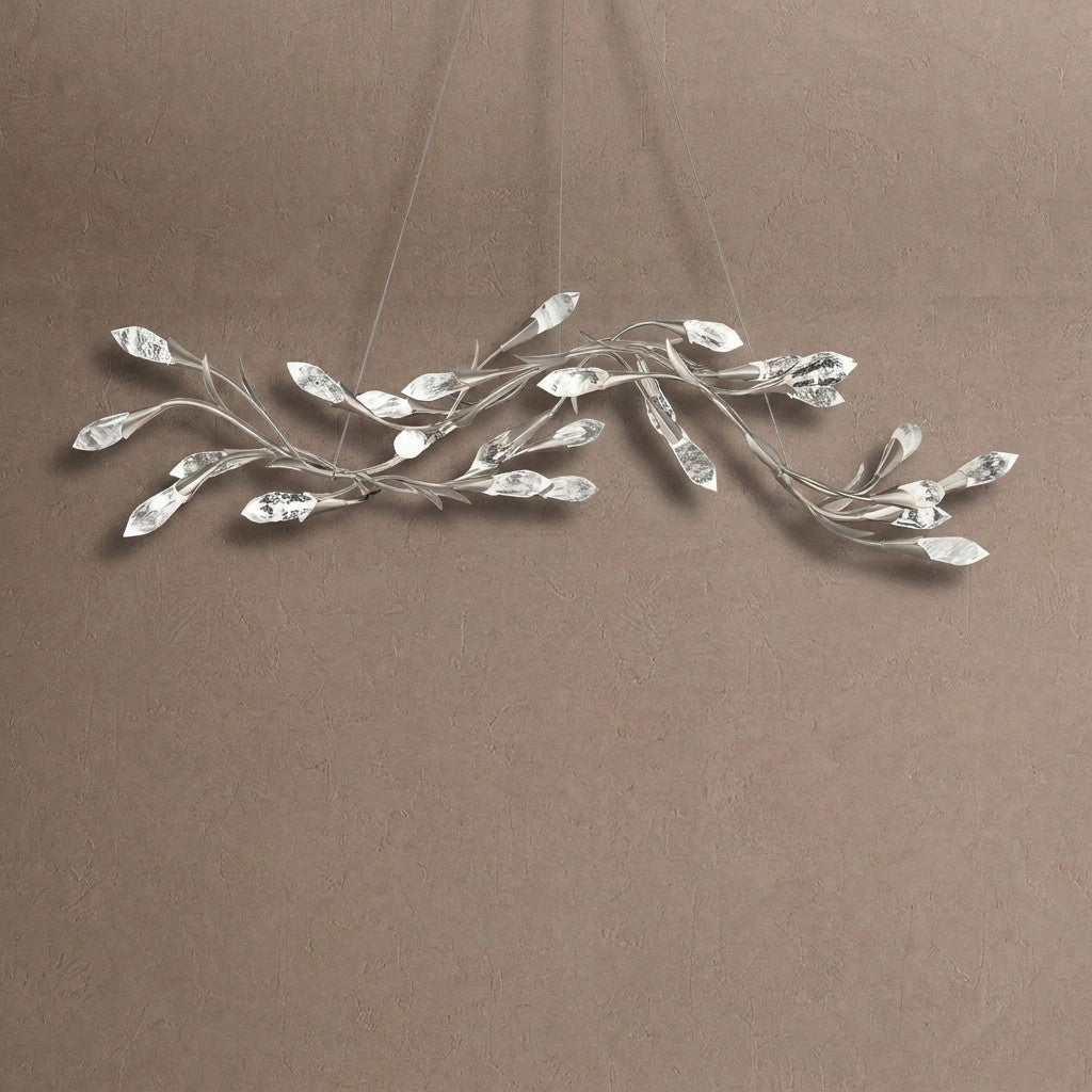 Modern Linear/Round Floral Branches Crystal Chandelier - Linear/L56.3"*W15.5"*H11.9"(L143cm*W39.4cm*H30.2cm)GoldWarm Lightcasivra