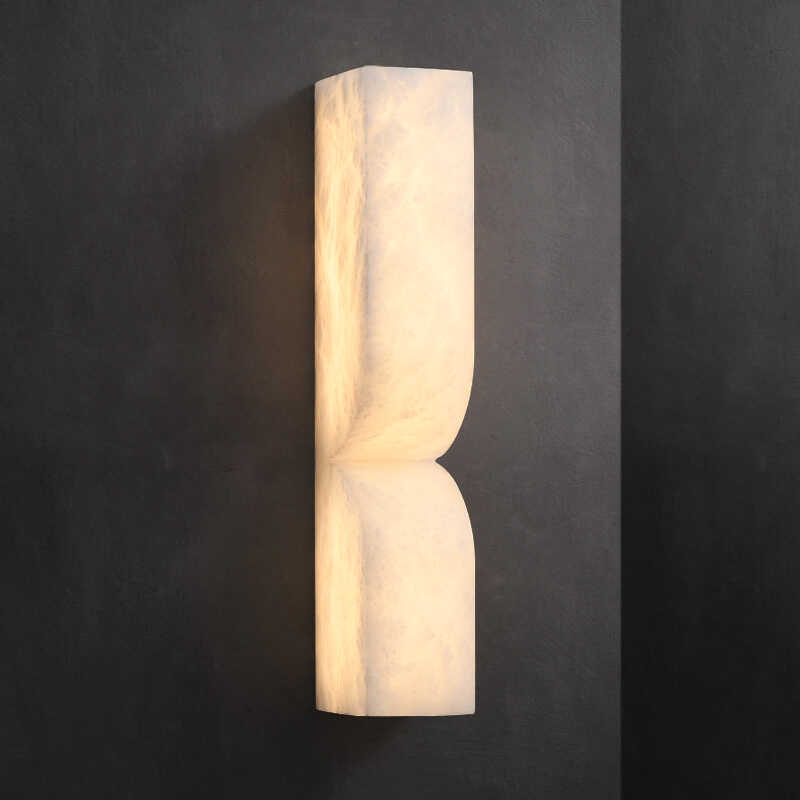 Modern Luxe Brass Natural Alabaster Wall Sconce for Entryway - Smallcasivra