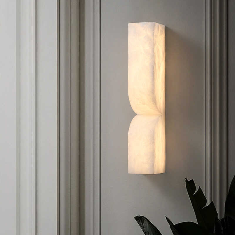 Modern Luxe Brass Natural Alabaster Wall Sconce for Entryway - Smallcasivra