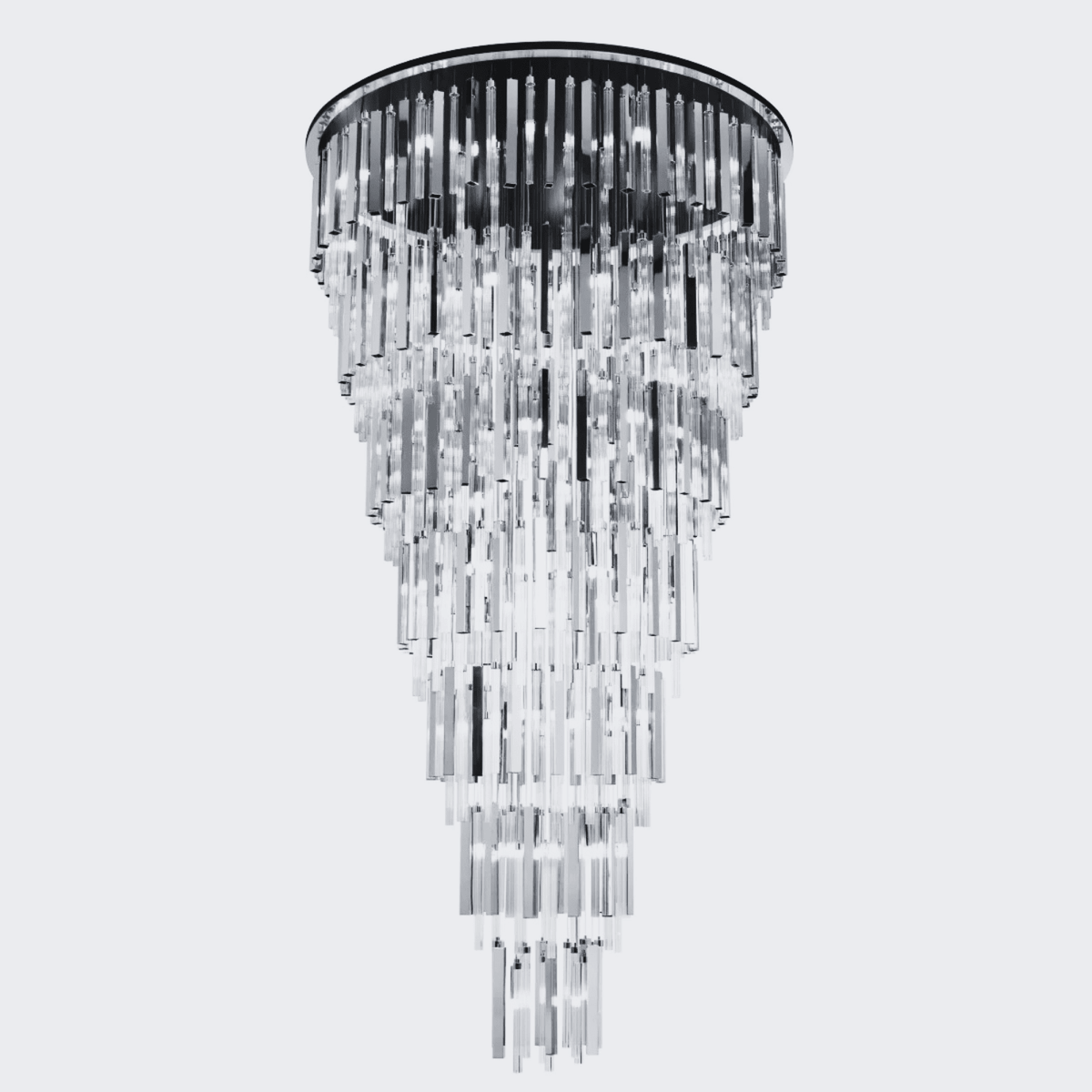 Modern Luxury 7-Tiered Floating Glass Chandelier Flush Mount for High-ceiling/Staircase/Duplex - 7 Layers/D59.1"*H106.3"(D150cm*H270cm)/69.5kgChromecasivra