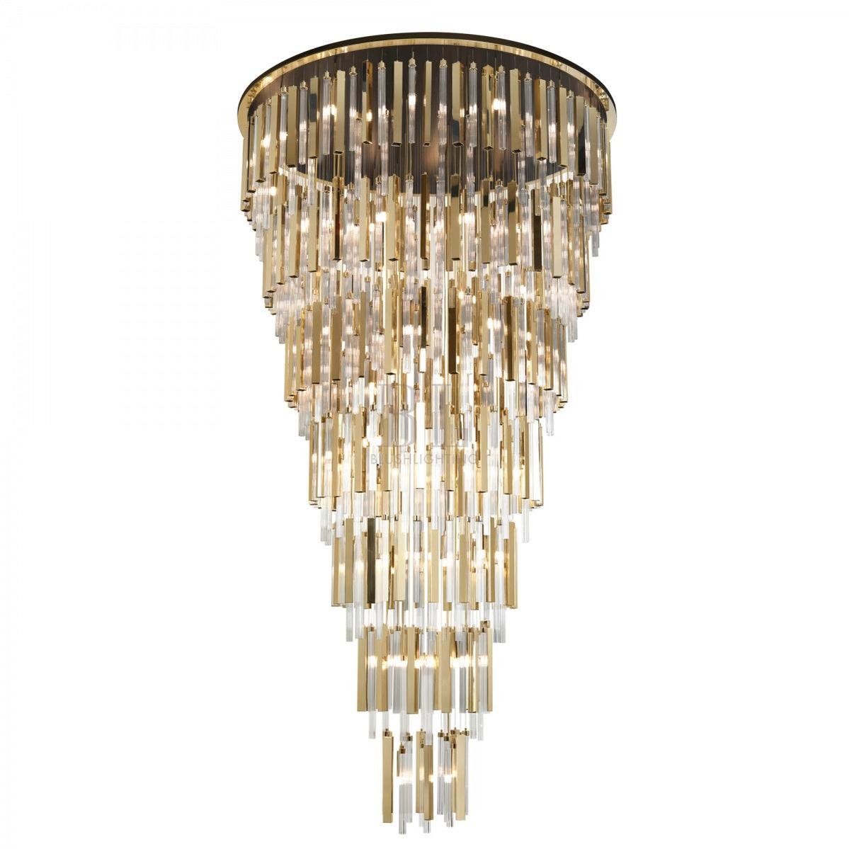 Modern Luxury 7-Tiered Floating Glass Chandelier Flush Mount for High-ceiling/Staircase/Duplex - 7 Layers/D59.1"*H106.3"(D150cm*H270cm)/69.5kgGoldcasivra