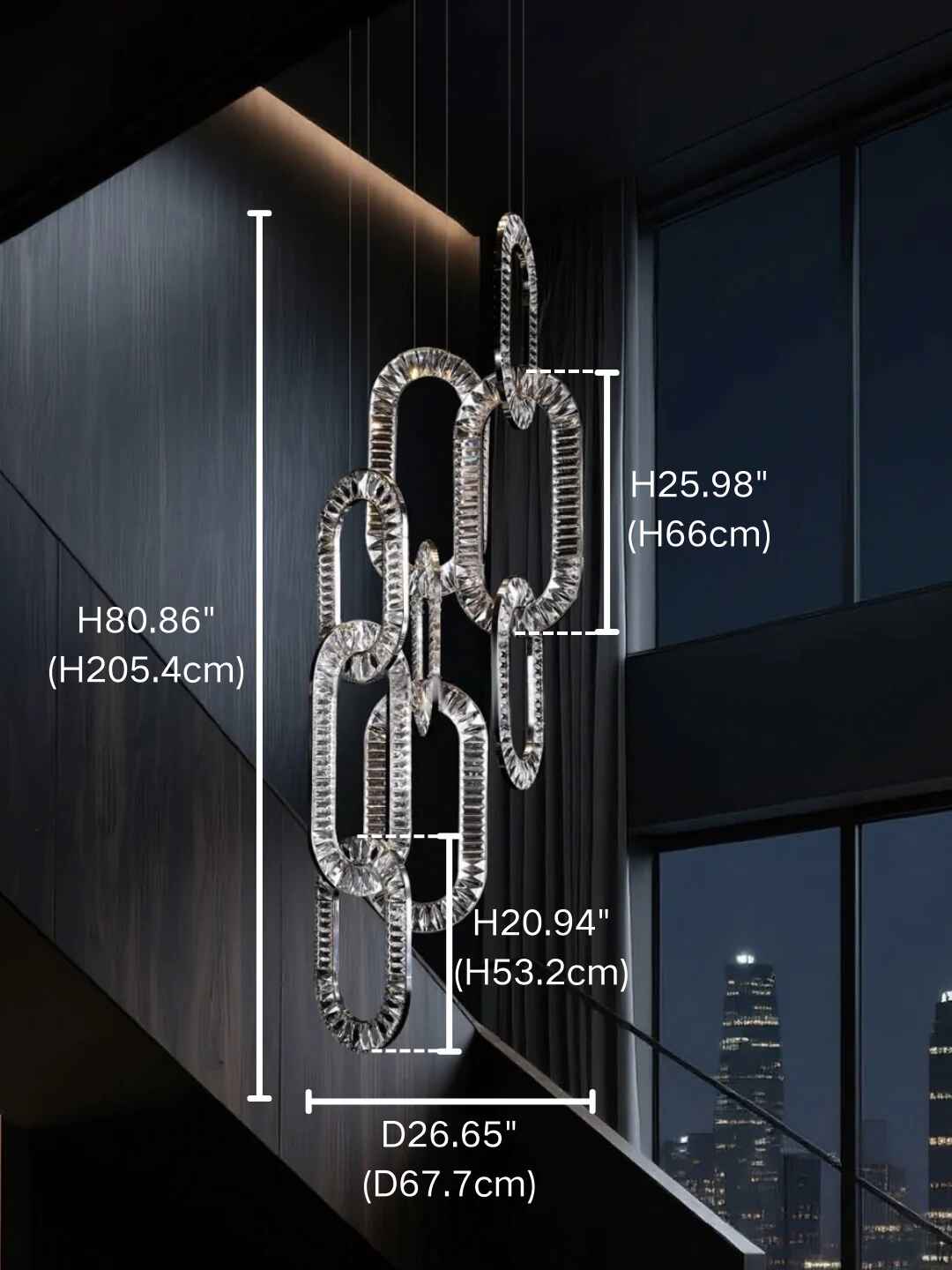 Modern Luxury Crystal Chain Cluster Chandelier for High Ceiling/Dining Room-casivra-casivra