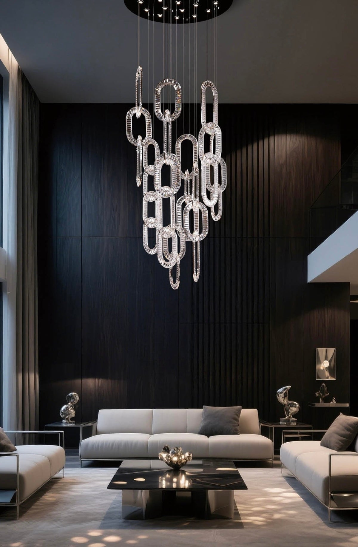 Modern Luxury Crystal Chain Cluster Chandelier for High Ceiling/Dining Room-casivra-casivra