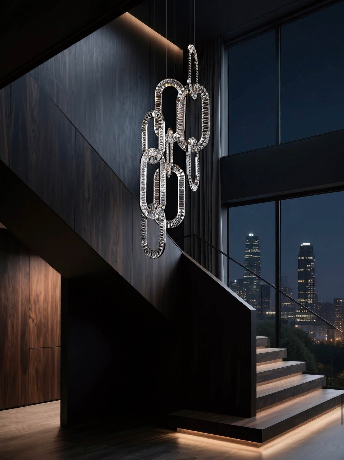 Modern Luxury Crystal Chain Cluster Chandelier for High Ceiling/Dining Room-casivra-casivra