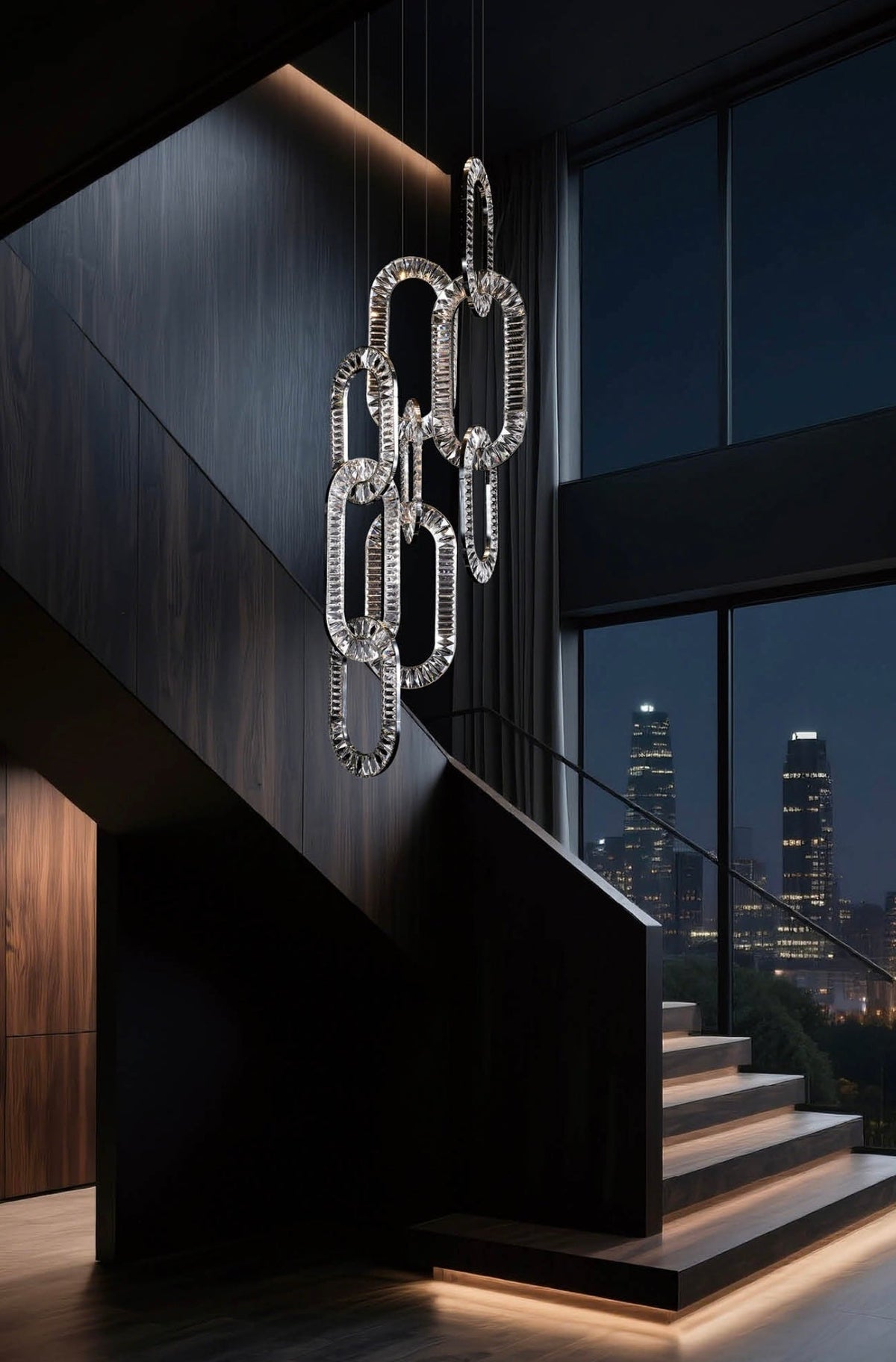 Modern Luxury Crystal Chain Cluster Chandelier for High Ceiling/Dining Room-casivra-casivra