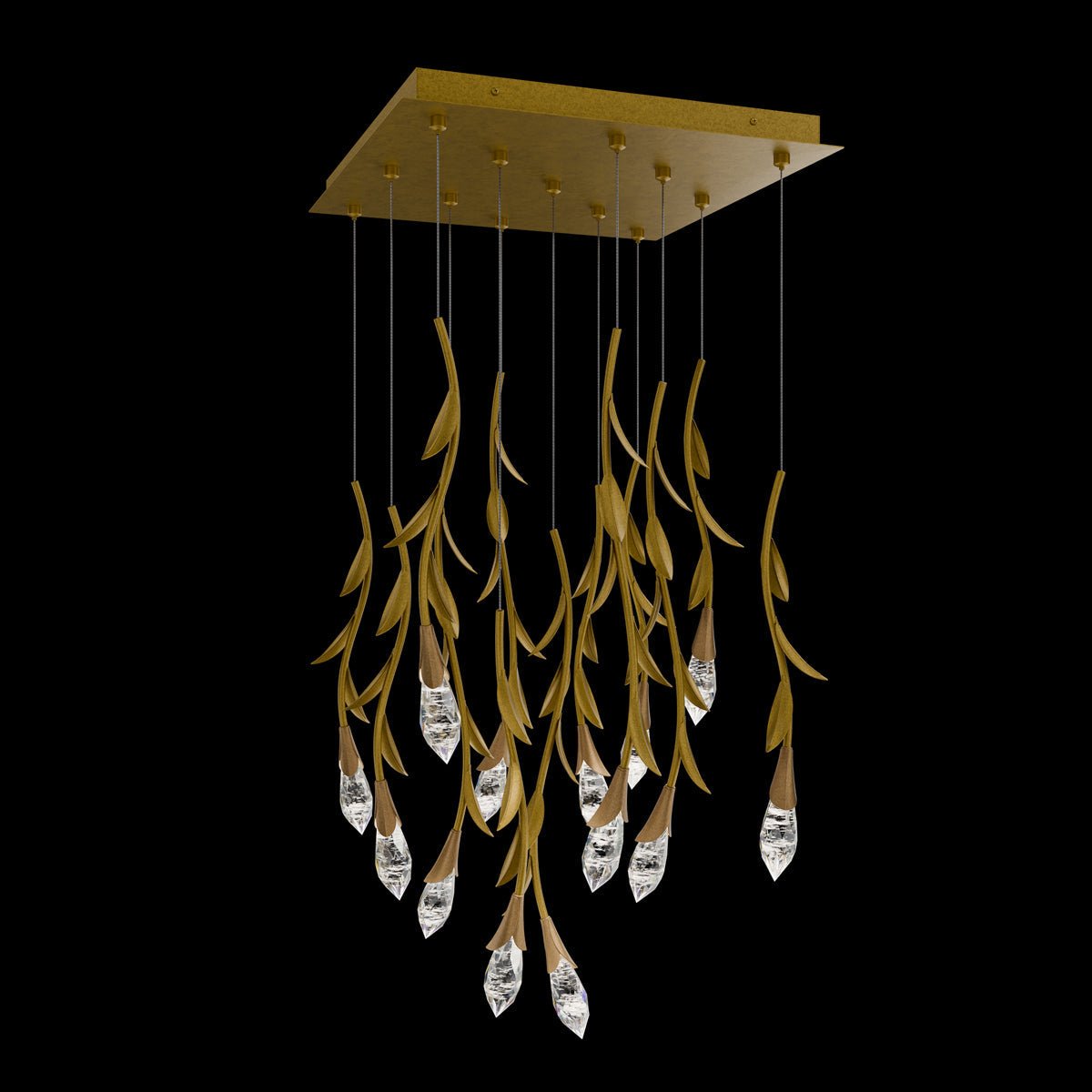 Modern Luxury Floating Branches Floral Crystal Chandelier - 13 Lights/L20"*W20"*H118.1"GoldWarm Lightcasivra