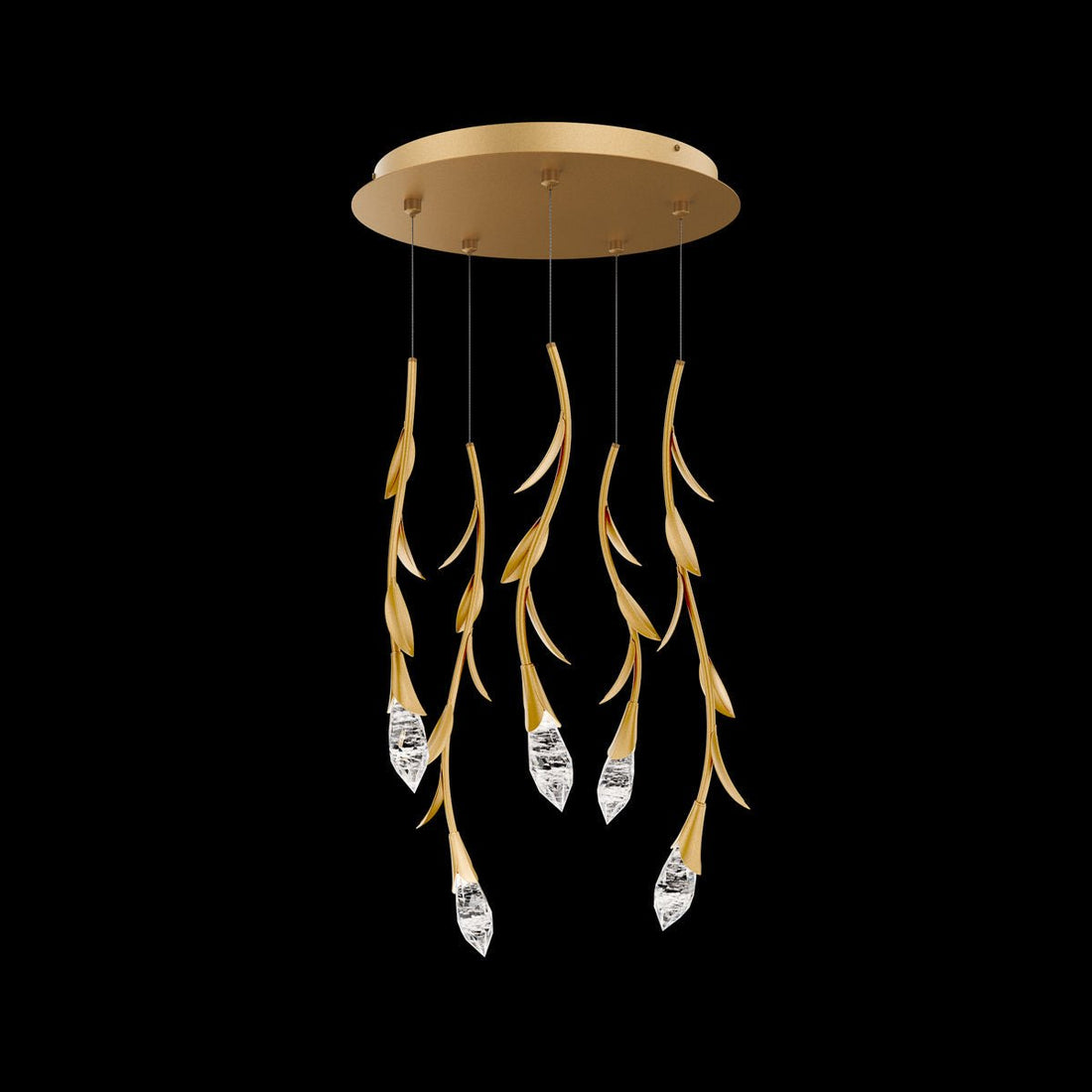 Modern Luxury Floating Branches Floral Crystal Chandelier with Round Canopy for High - ceiling - 5 Lights/D17"*H118.1"(D43.2cm*H300cm)GoldWarm Lightcasivra