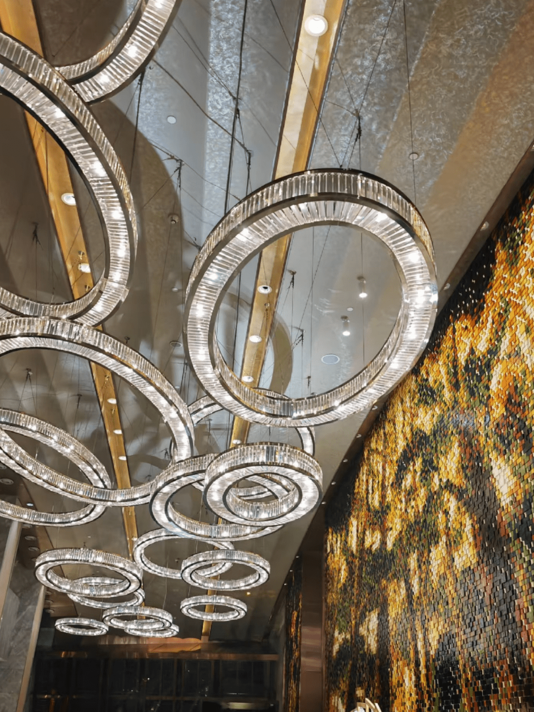 Modern Luxury Layered Fluted Crystal Ring Ceiling Light - D23.6"*H5.9"(D60cm*H15cm)Warm Lightcasivra