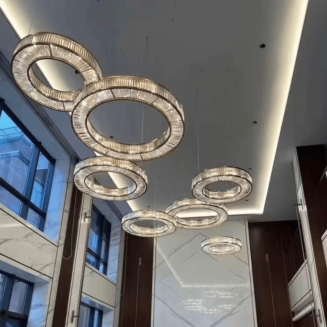 Modern Luxury Layered Fluted Crystal Ring Ceiling Light - D23.6"*H5.9"(D60cm*H15cm)Warm Lightcasivra