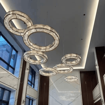 Modern Luxury Layered Fluted Crystal Ring Ceiling Light - D23.6"*H5.9"(D60cm*H15cm)Warm Lightcasivra