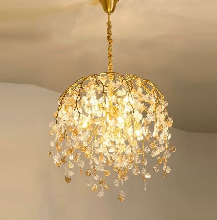 Modern Luxury Leaf Branch Glass Chandelier for Living/Dining Room/Bedroom - D23.6"*H31.5"Warm Lightcasivra