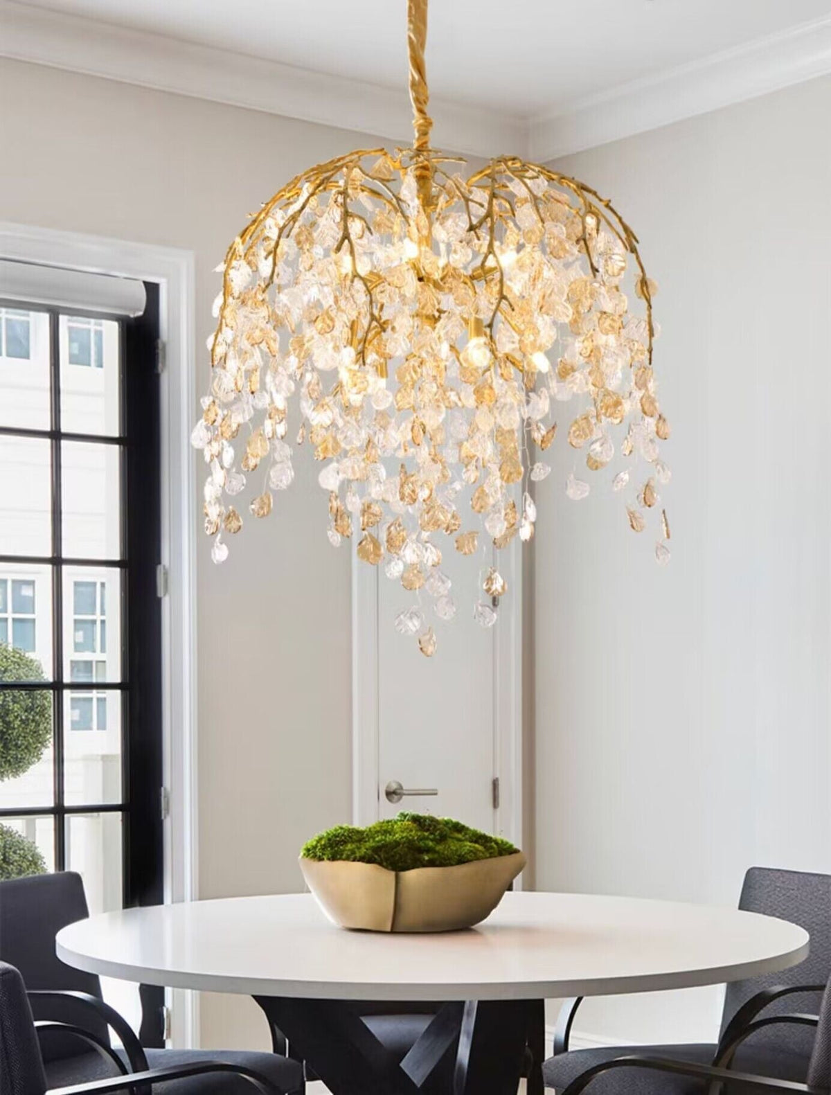 Modern Luxury Leaf Branch Glass Chandelier for Living/Dining Room/Bedroom - D23.6"*H31.5"Warm Lightcasivra