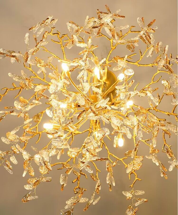 Modern Luxury Leaf Branch Glass Chandelier for Living/Dining Room/Bedroom - D39.4"*H35.4"Warm Lightcasivra