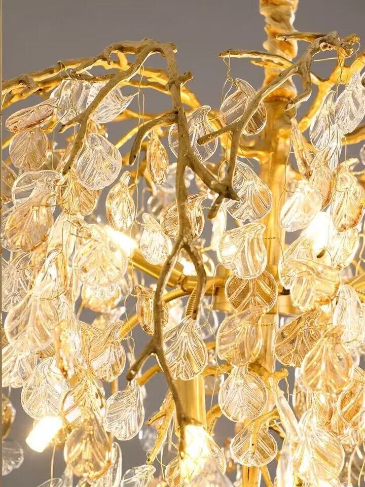 Modern Luxury Leaf Branch Glass Chandelier for Living/Dining Room/Bedroom - D39.4"*H35.4"Warm Lightcasivra