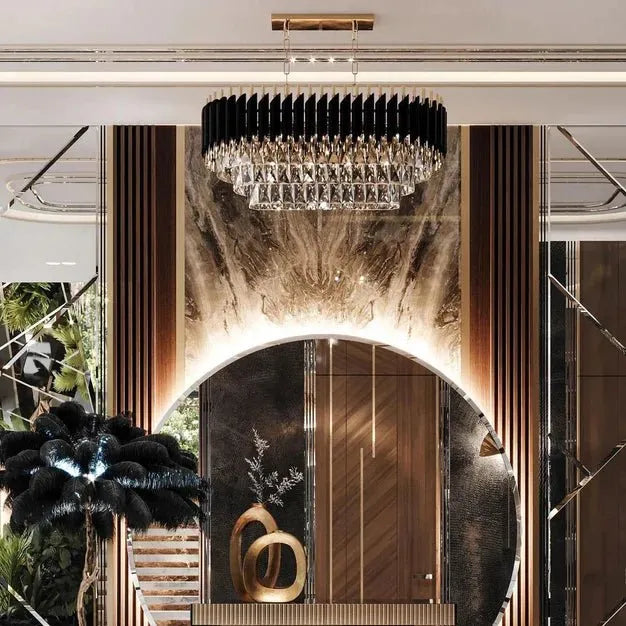Modern Luxury Multi - Tier Oval/Round Crystal Tiered Chandelier - Oval/L31.5"*W11.8"*H11.8"/3 TiersWarm Lightcasivra