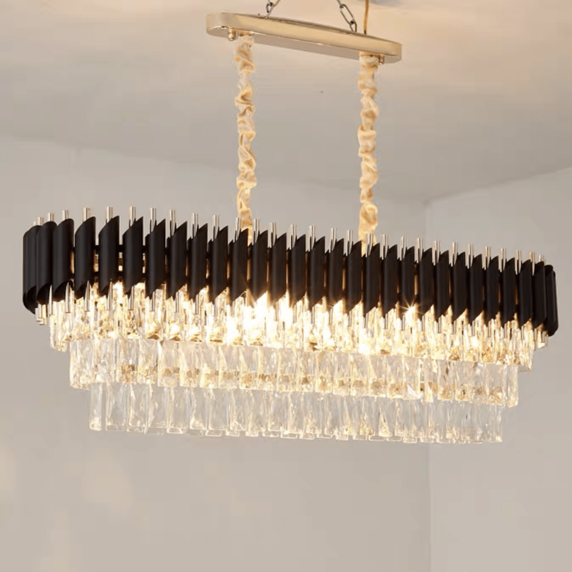 Modern Luxury Multi - Tier Oval/Round Crystal Tiered Chandelier - Oval/L39.4"*W11.8"*H11.8"/3 TiersWarm Lightcasivra