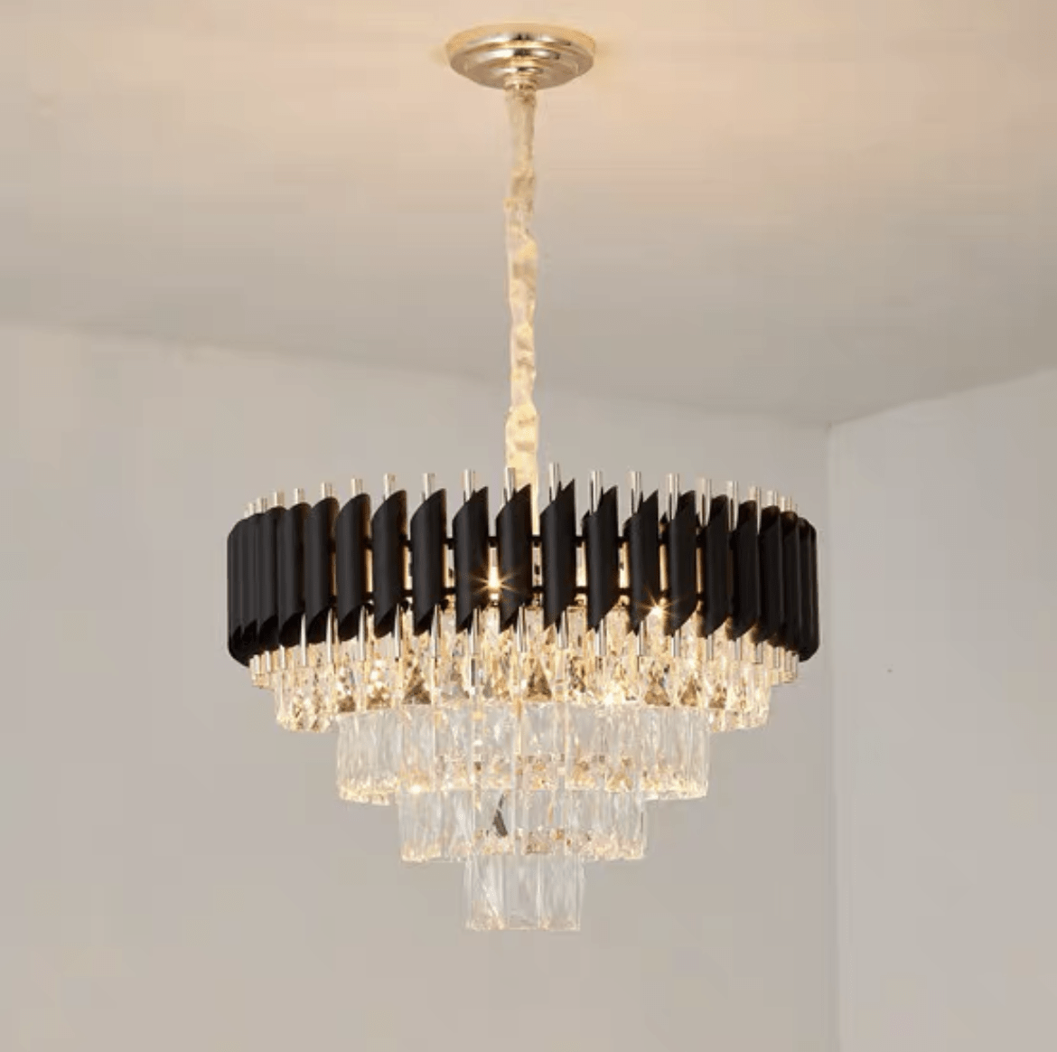 Modern Luxury Multi - Tier Oval/Round Crystal Tiered Chandelier - Round/D21.6"*H15"/4 TiersWarm Lightcasivra