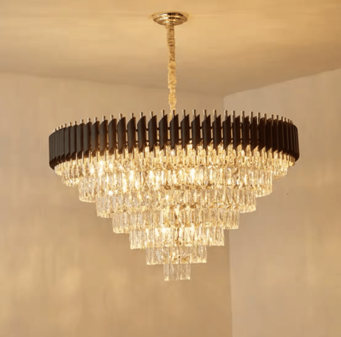 Modern Luxury Multi - Tier Oval/Round Crystal Tiered Chandelier - Round/D37.4"*H21.65"/7 TiersWarm Lightcasivra