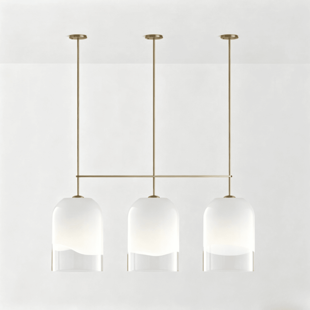 Modern Minimalist Brass Glass Pendant Light for Kitchen Island/Bedroom/Dining Room - L54"*W14"*H36"(L137.16cm*W35.56cm*H91.44cm)Warm Lightcasivra