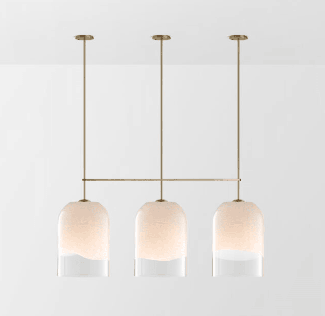 Modern Minimalist Brass Glass Pendant Light for Kitchen Island/Bedroom/Dining Room - L54"*W14"*H36"(L137.16cm*W35.56cm*H91.44cm)Warm Lightcasivra