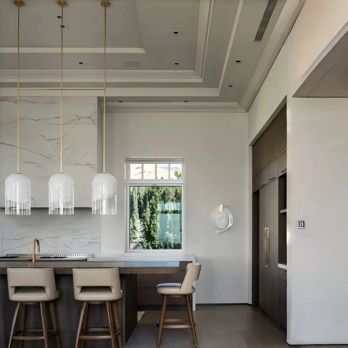Modern Minimalist Brass Glass Pendant Light for Kitchen Island/Bedroom/Dining Room - Custom(contact us)Warm Lightcasivra