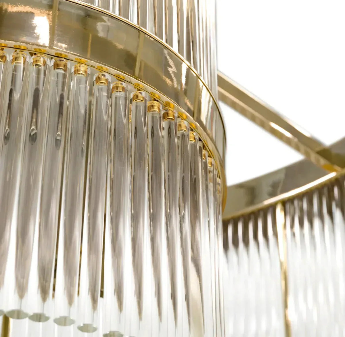 Modern Multi-layered Glass&Metal Rods Chandelier for High-ceiling - D47.64"*H73.6"(D121cm*H187cm)Dimmable Warm Lightcasivra