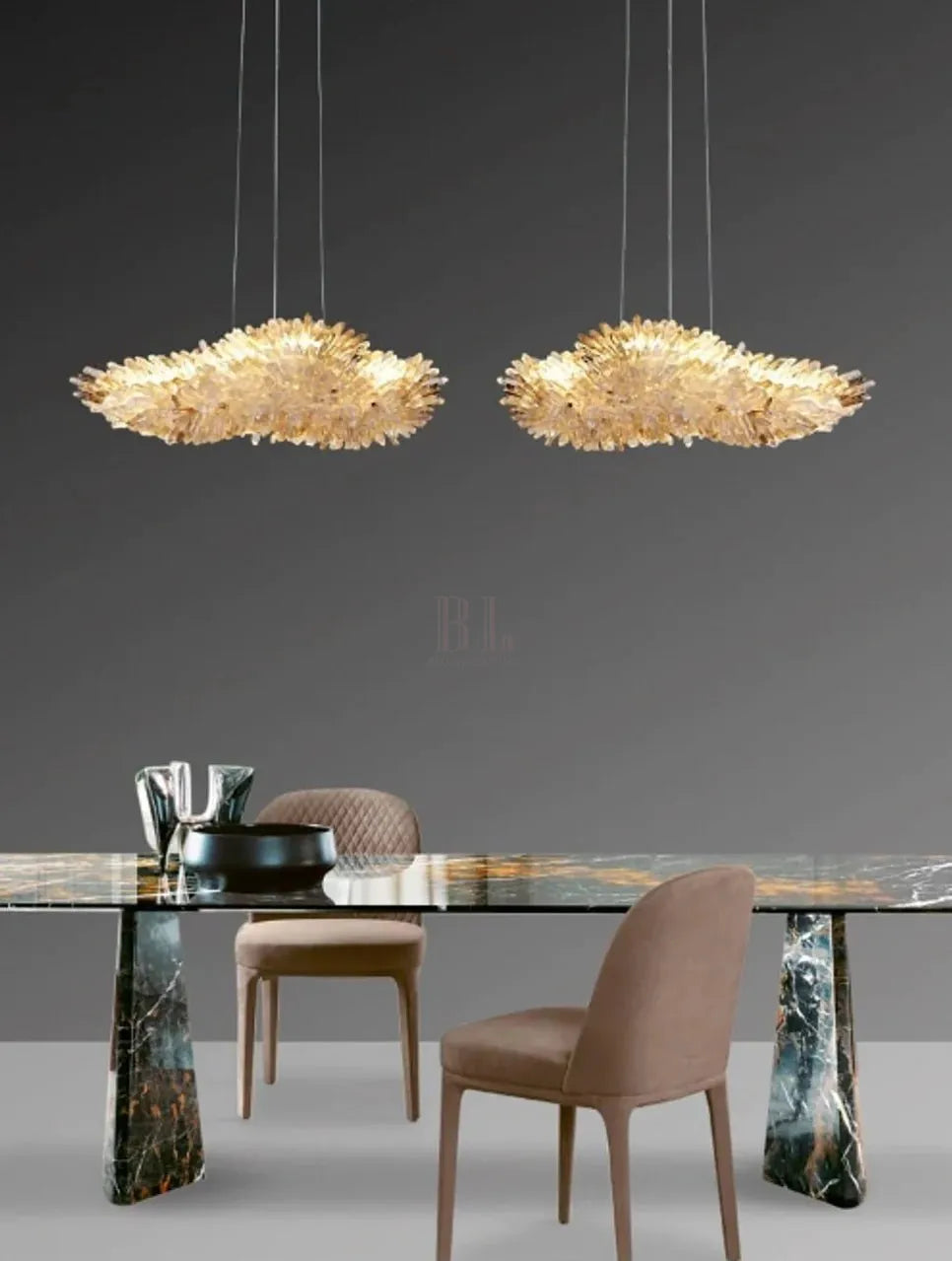 Modern Natural Crystal Wing Chandelier - L25.6"*H10.2"(L65cm*W26cm)AmberWarm Lightcasivra